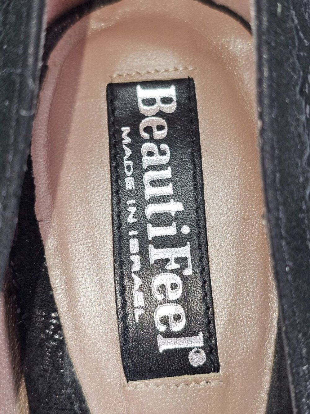 BeautiFeel Women's Black Spark Suede Glasgow Open-Toe Pump Size 7.5 2115 - Picture 7 of 16